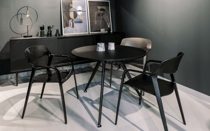 color en el diseño de interiores de Showroom Actiu Negro
